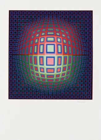 Многоэкземплярное Произведение Vasarely - Blue Composition, c