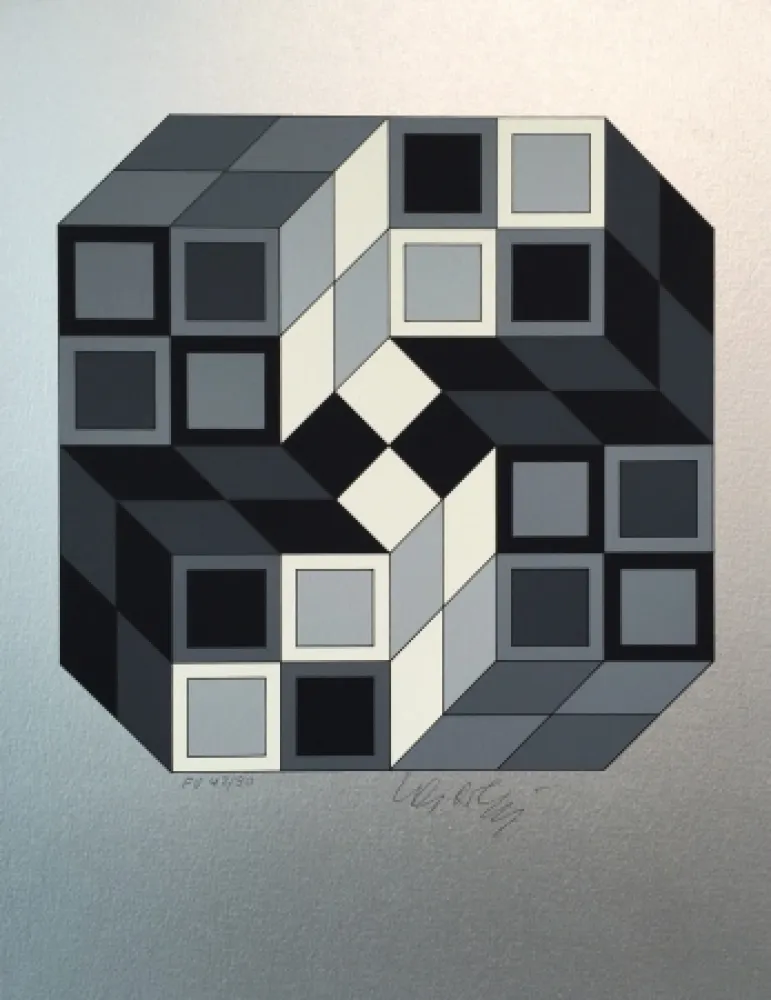 Сериграфия Vasarely - Composition Silver