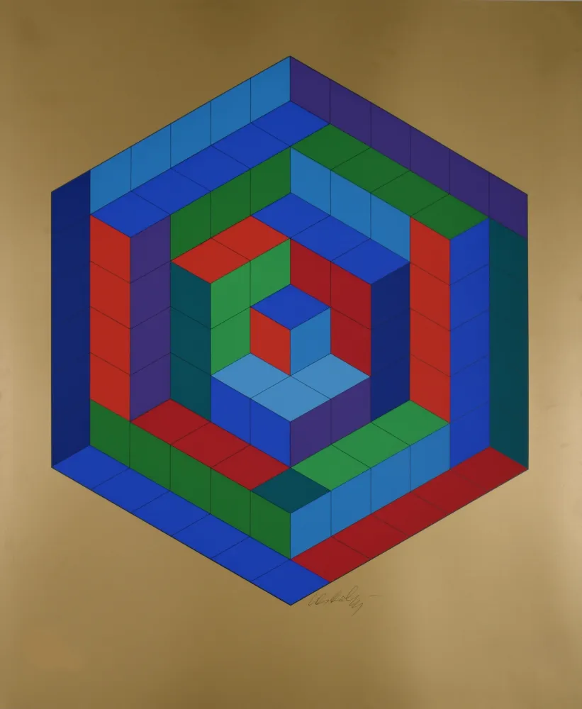 Сериграфия Vasarely - Sin-Hat-A, c. 1974 - Hand-signed!