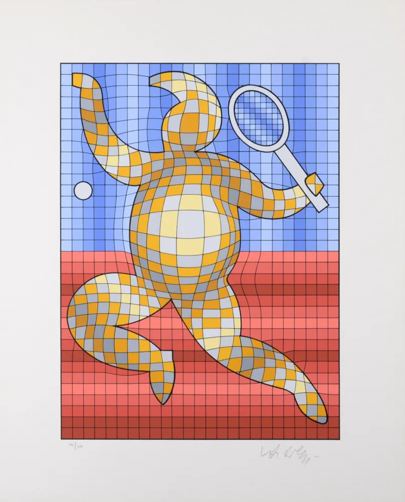 Сериграфия Vasarely - Tennis player, 1987 - Hand-signed!