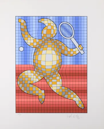Сериграфия Vasarely - Tennis player, 1987 - Hand-signed!