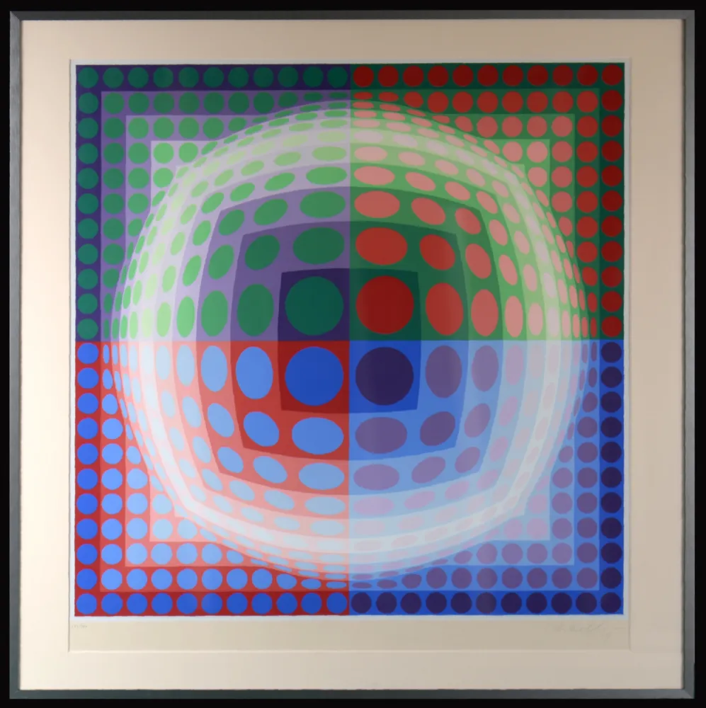 Сериграфия Vasarely - Vega Pal V, 1971 - Hand-signed & Framed!