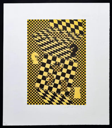 Литография Vasarely - Victor Vasarely (1906–1997) - ECHIQUIER - Lithograph on BFK Rives paper - 1935