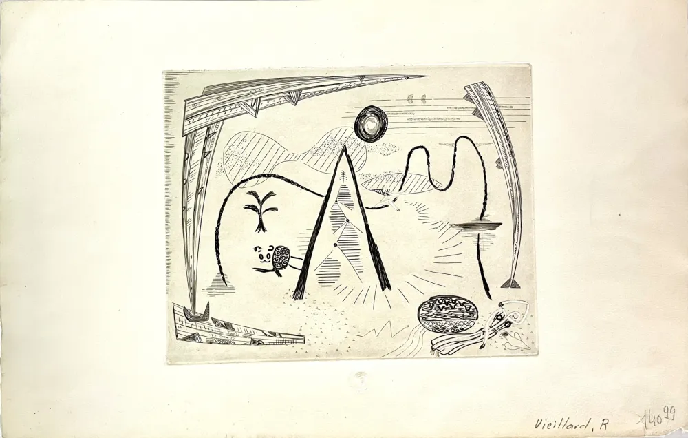 Гравюра Vieillard - Jeune Fille à la source