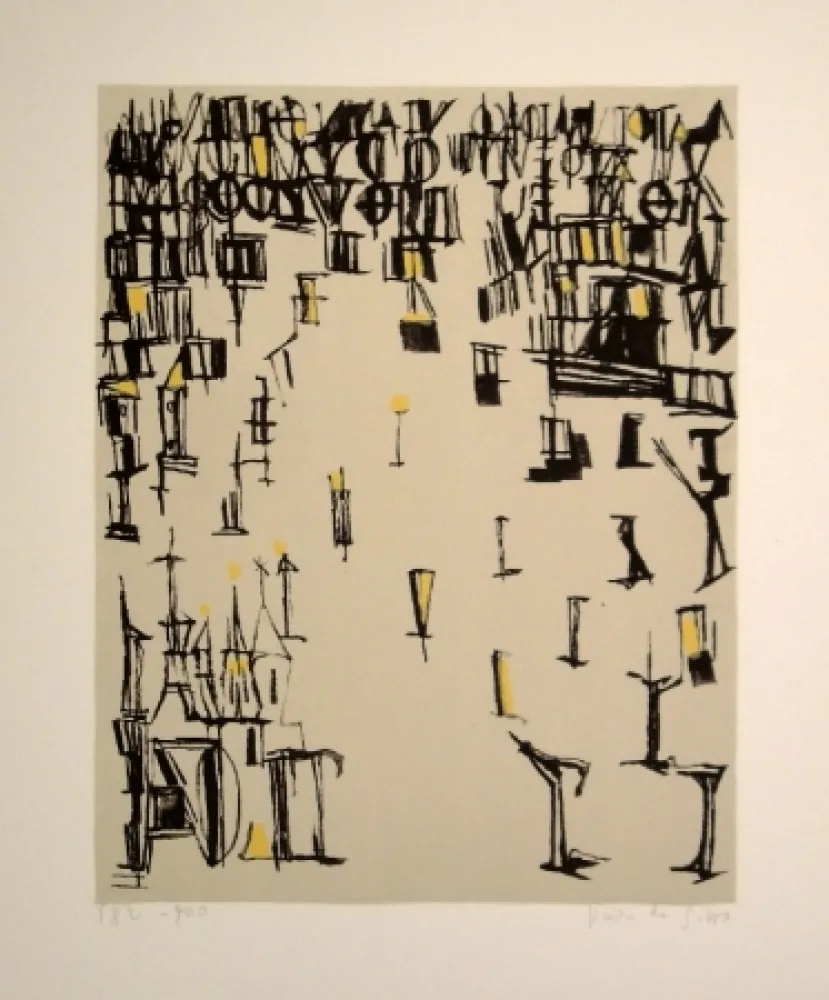 Литография Vieira Da Silva - Les piétons de noël