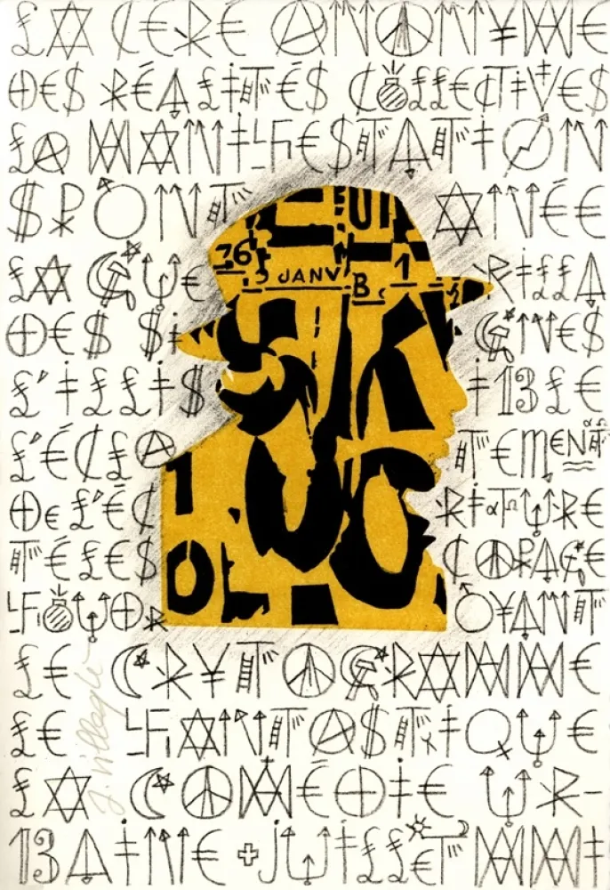 Литография Villeglé - Autoportrait 