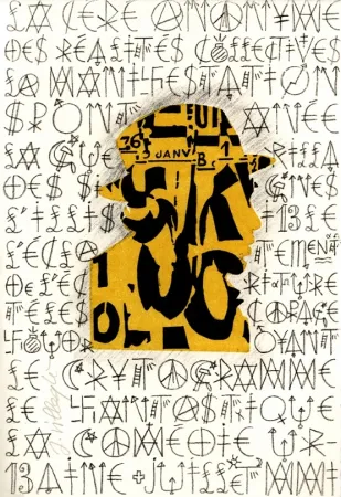 Литография Villeglé - Autoportrait 