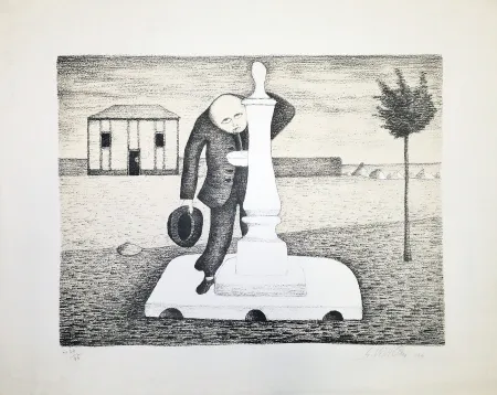 Литография Viviani - Il bevitore d'acqua