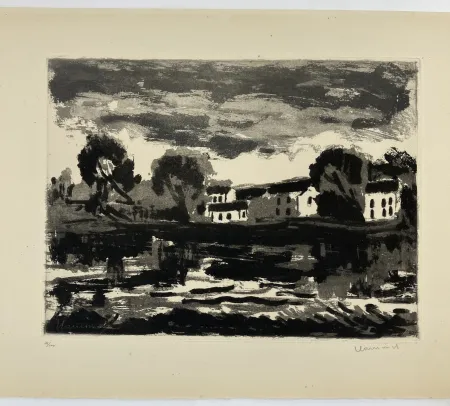 Акватинта Vlaminck - L'Oise à Cergy, 1924