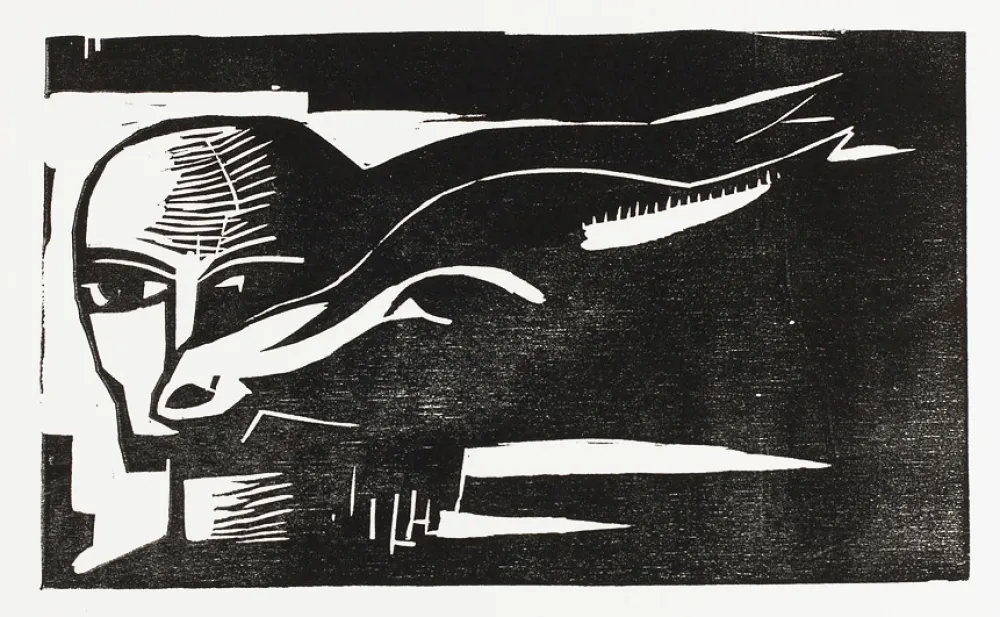 Гравюра На Дереве Völker - Frau mit Ziege (Woman with Goat)