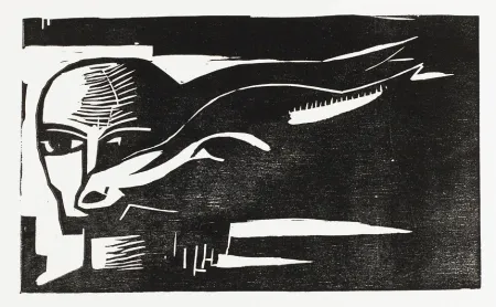 Гравюра На Дереве Völker - Frau mit Ziege (Woman with Goat)