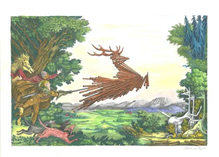 Литография Von Gugel - Die Jagdt ist älter als das Wild