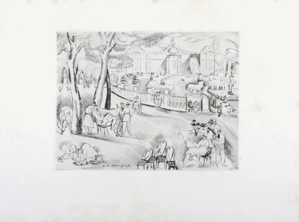Гравюра Waroquier - Jardin du Luxembourg