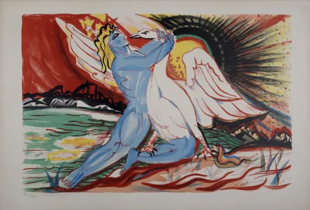 Литография Waroquier - Léda et le Cygne, circa 1950