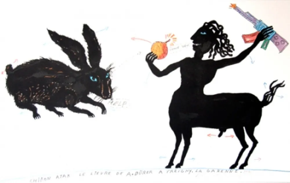 Литография Waydelich - Chiron atak le lièvre