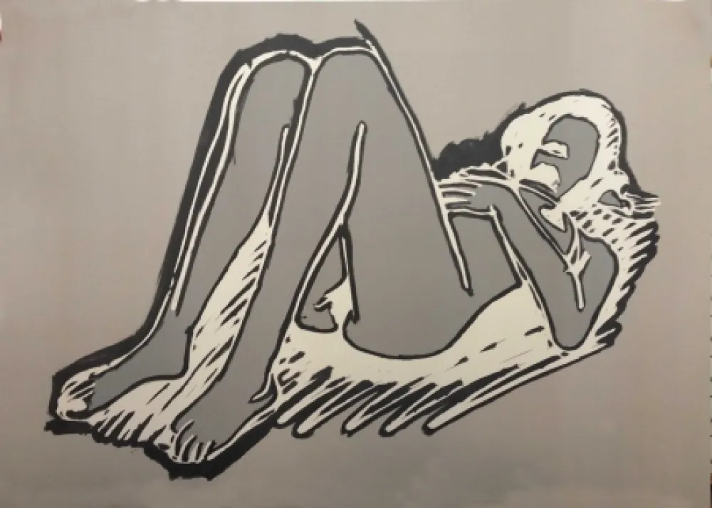 Линогравюра Wesselmann - MONICA RECLINING ON BACK, KNEES UP