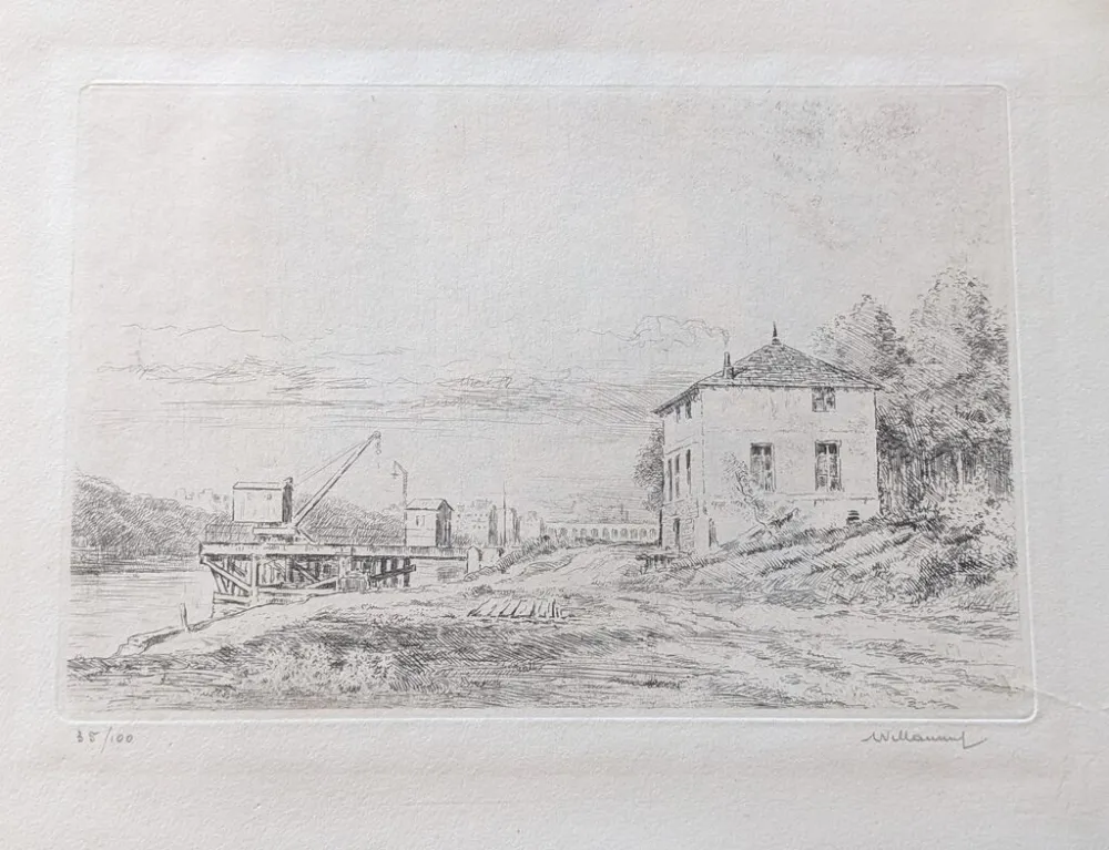 Гравюра Willaume - Le Quai d'Issy