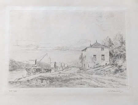 Гравюра Willaume - Le Quai d'Issy