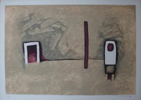 Литография Witold-K - Intérieur à la cheminée