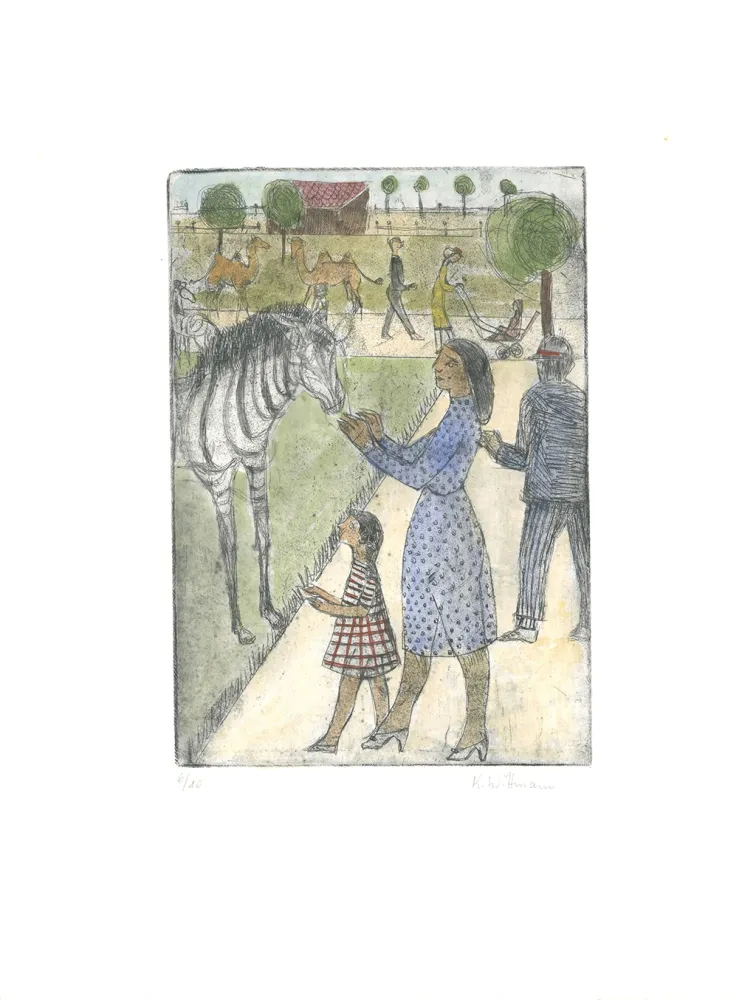 Гравюра Wittmann - Im Zoo / At the Zoo