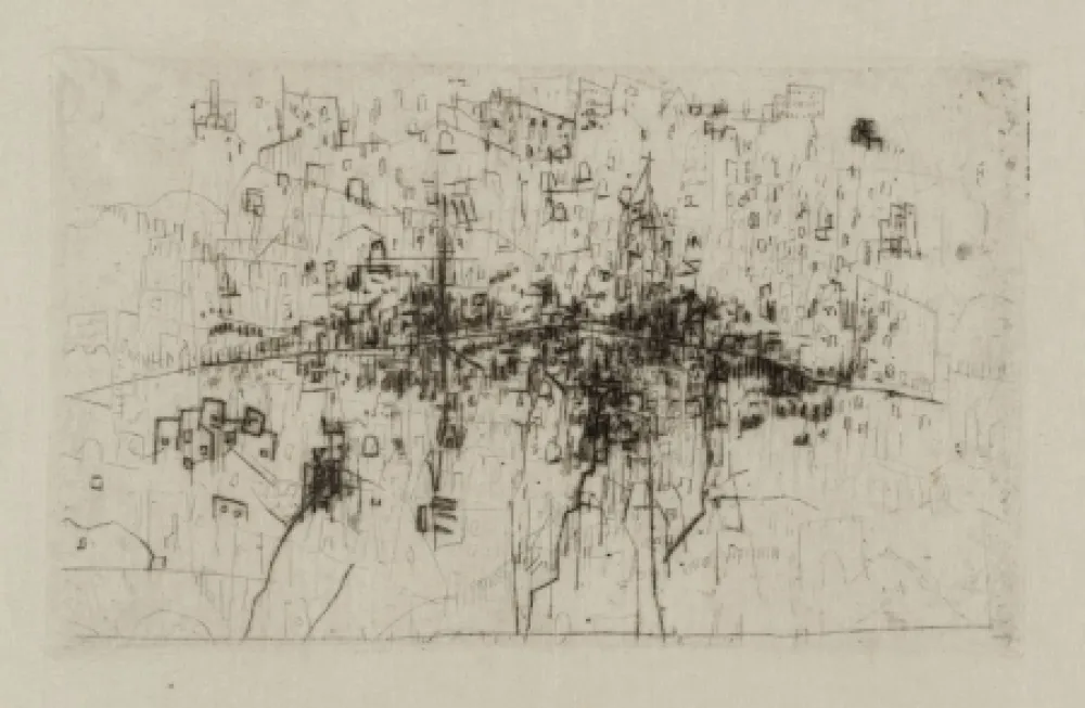 Гравюра Сухой Иглой Wols - Die stadt-quer