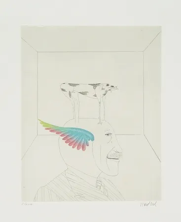 Офорт И Аквитанта Wunderlich - Autoportrait au chien