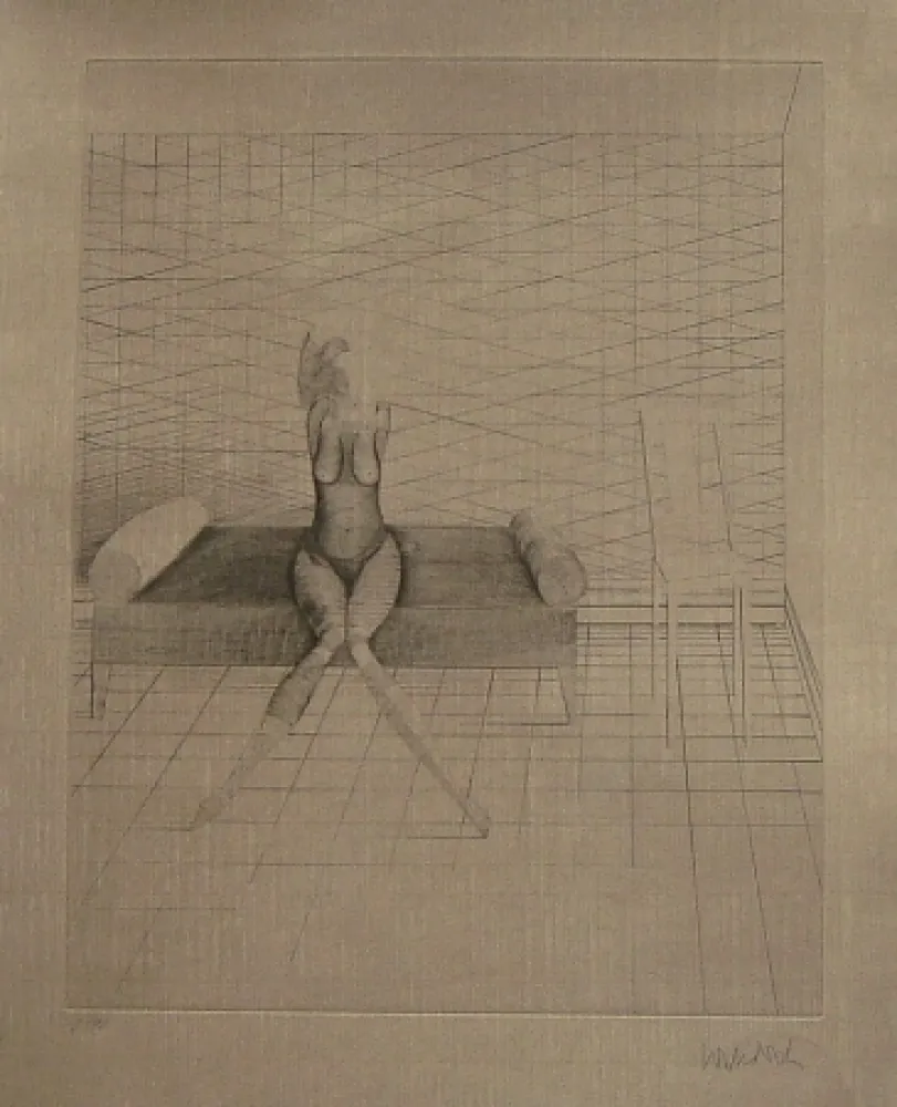 Офорт И Аквитанта Wunderlich - Jutta sur le canapé du studio