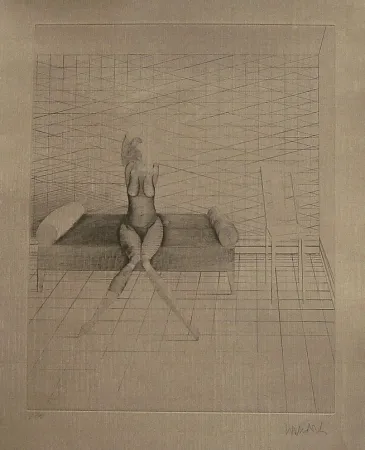 Офорт И Аквитанта Wunderlich - Jutta sur le canapé du studio