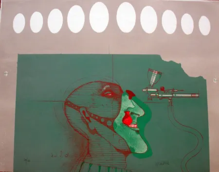 Литография Wunderlich - Kopft mit maske