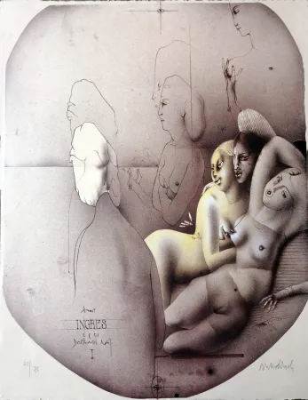 Литография Wunderlich - Omaggio a Ingres