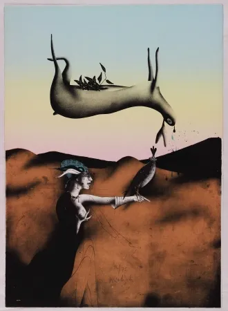 Литография Wunderlich - Poésie de la chasse italienne