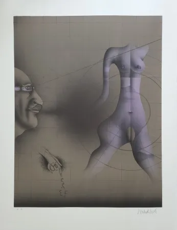 Литография Wunderlich - Selbst in Betrachtung eines Torso