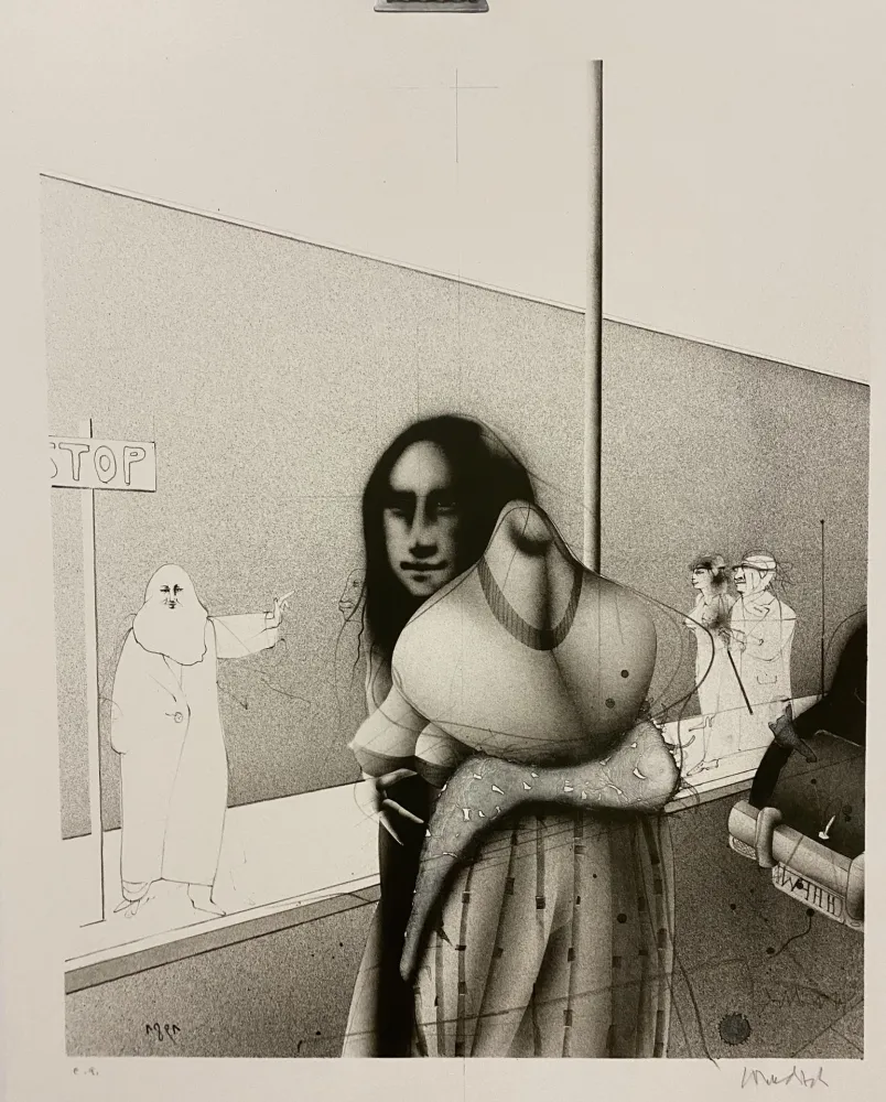 Литография Wunderlich - Strassenszene