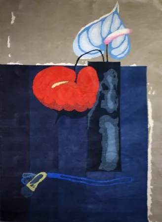 Многоэкземплярное Произведение Wunderlich - Vase mit zwei Anturien (TAPESTRY / TEPPICH)