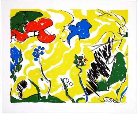 Литография Wyckaert - Coup de vent dans le jardin