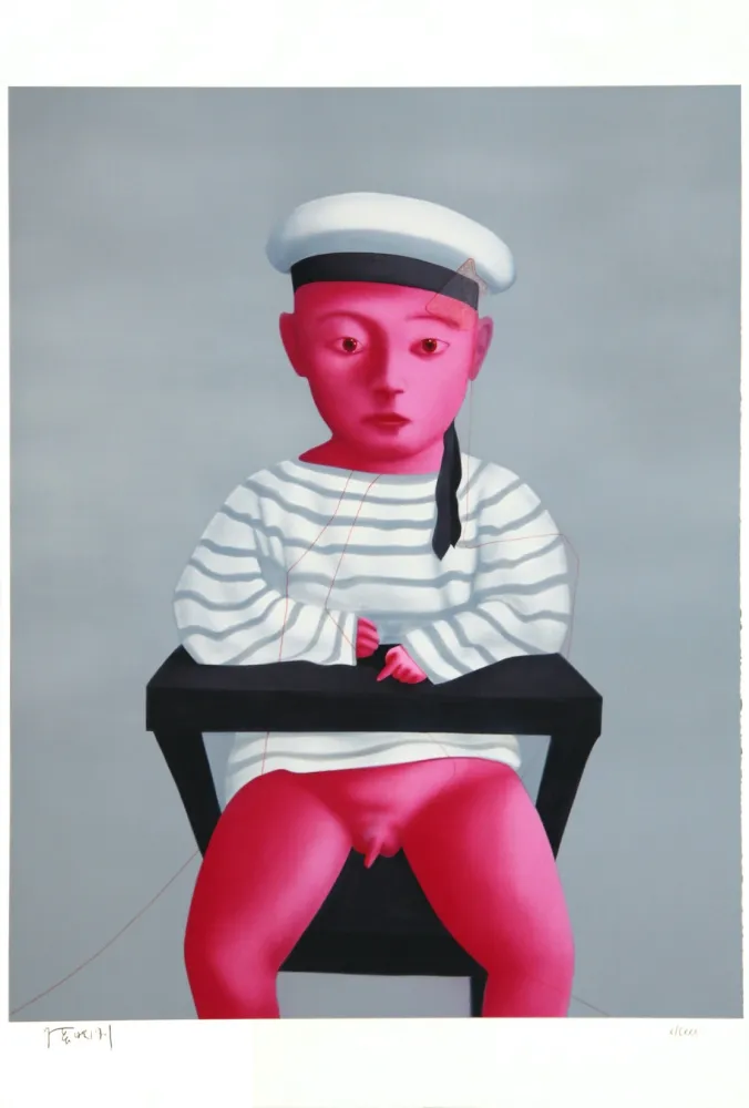 Линогравюра Xiaogang - Baby in a Sailor Suit - Planche No. 18
