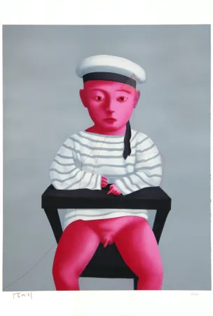Линогравюра Xiaogang - Baby in a Sailor Suit - Planche No. 18