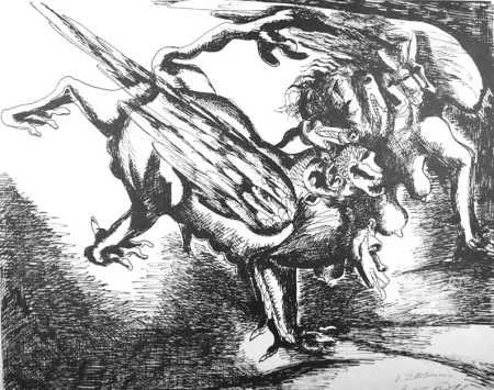 Литография Zadkine - Combat avec l'hydre de Lerne