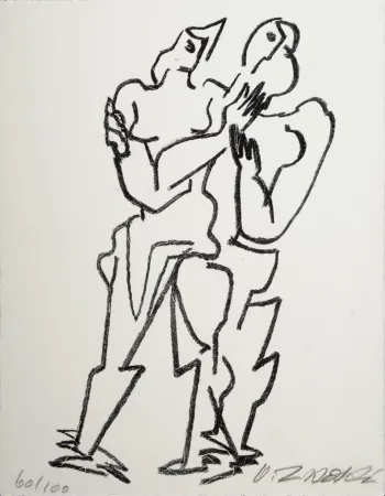 Литография Zadkine - Figures, 1967 - Hand-signed!