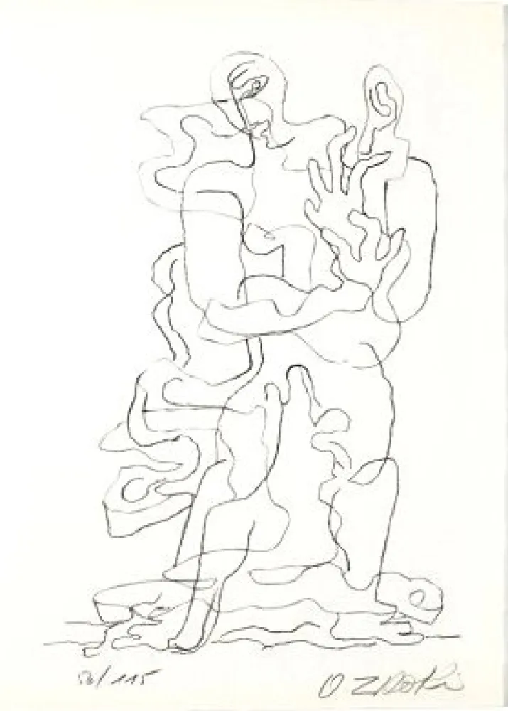 Литография Zadkine - Jean Cassou: vingt-deux poèms