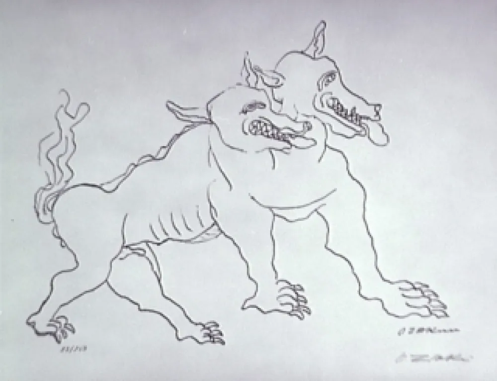 Литография Zadkine - Le chien de Gerion (b)