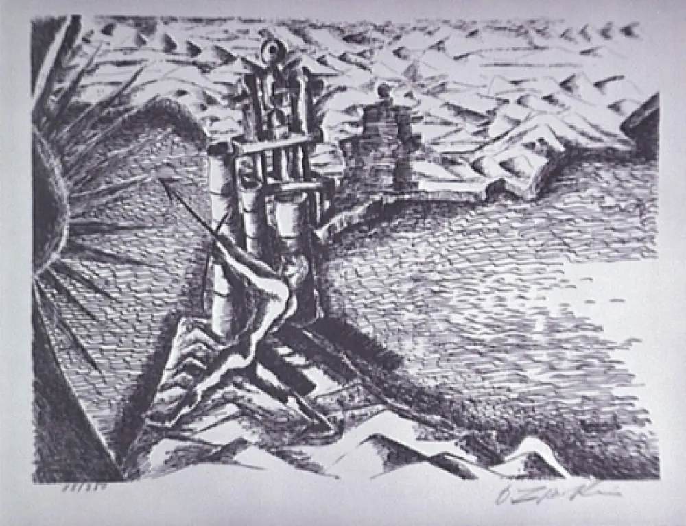 Литография Zadkine - Les Colonnes d'Hercule