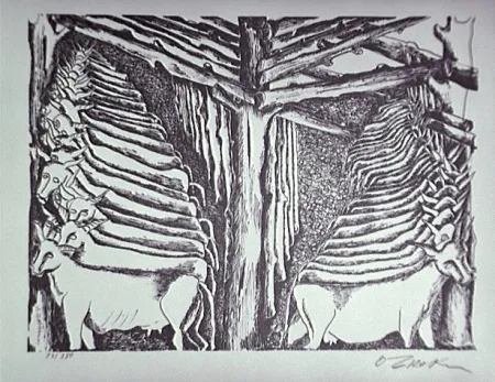 Литография Zadkine - Les écuries d'Augias
