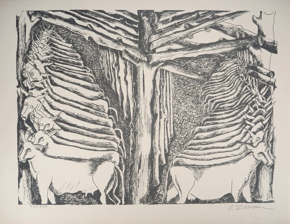 Литография Zadkine - Mythologie : Hercule et les écuries d'Augias