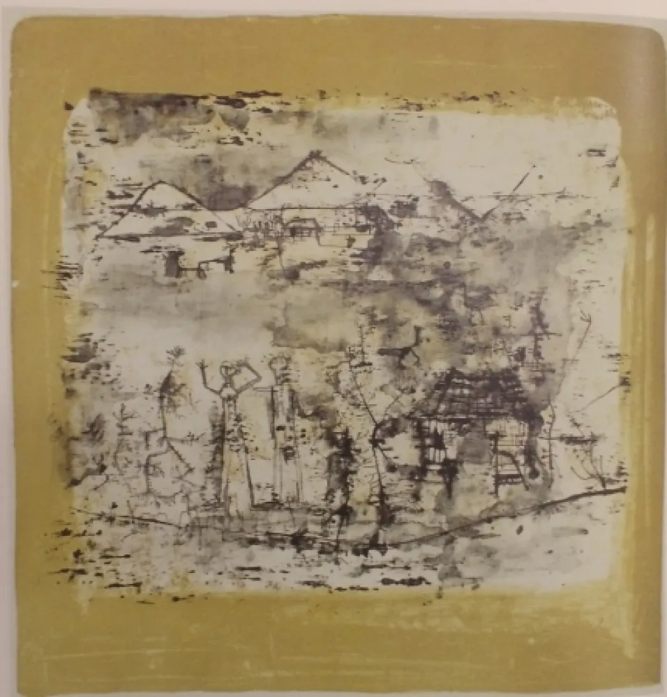 Литография Zao - Paysage à l'homme les mains levées