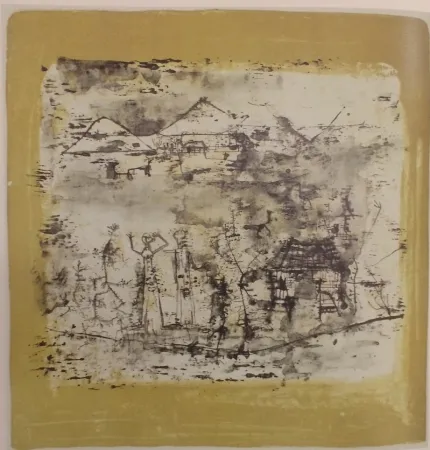 Литография Zao - Paysage à l'homme les mains levées