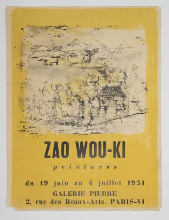 Литография Zao - PEINTURES. Affiche pour la Galerie Pierre, Paris, 1951.