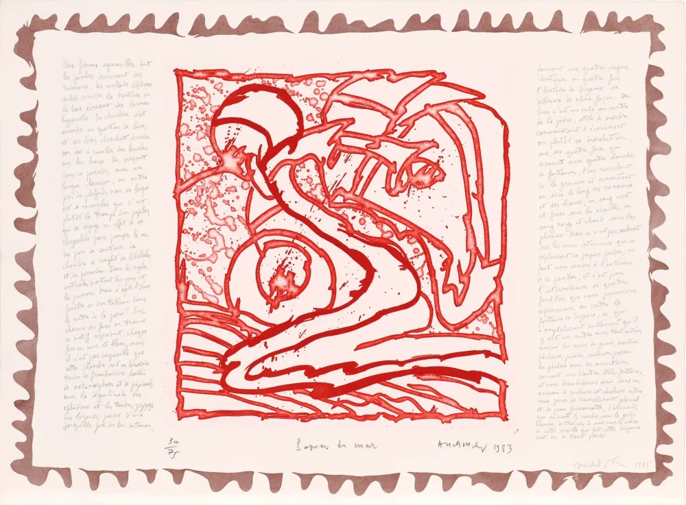 Офорт Alechinsky - Le chien roi – Papier de mur