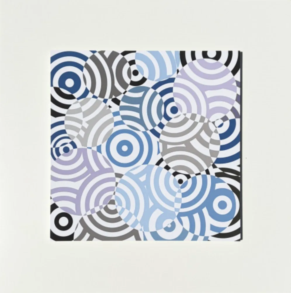 Многоэкземплярное Произведение Asis - Interferences cercles de couleurs Gris Bleu