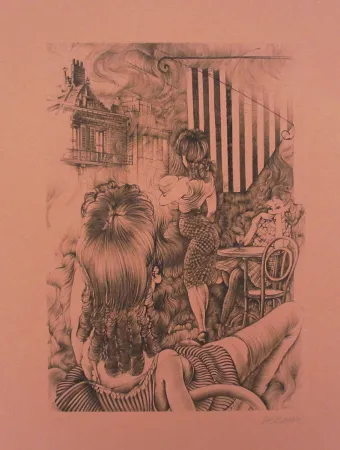 Офорт И Аквитанта Bellmer - Incendie à Marseille